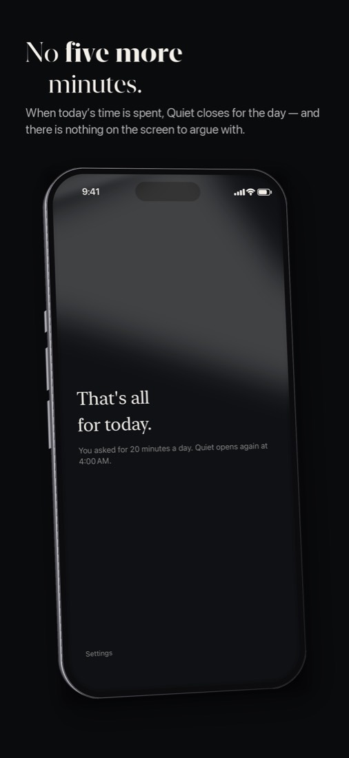 The end of the day screen: That's all for today